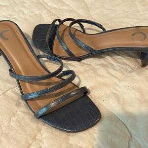 Beautiful dusty blue strappy sandals